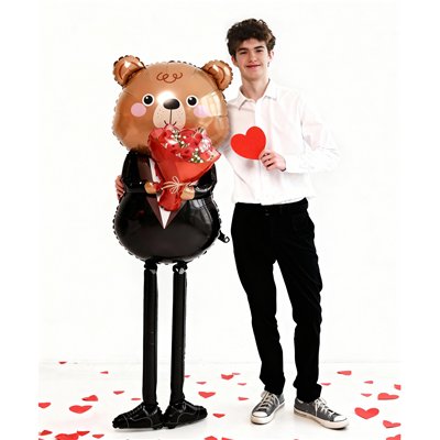 Шар фигура "Медведь с букетом"