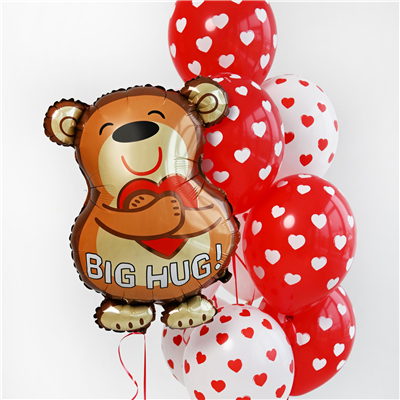Шар фигура "Мишка с сердцем в объятиях"