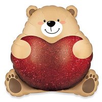 Шар фигура "Мишка, обнимающий сердце"