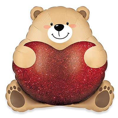 Шар фигура "Мишка, обнимающий сердце"