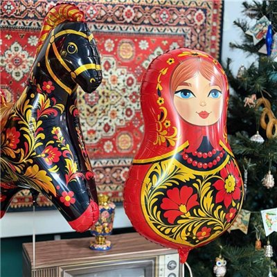 Шар фигура "Матрешка Золотая роспись"