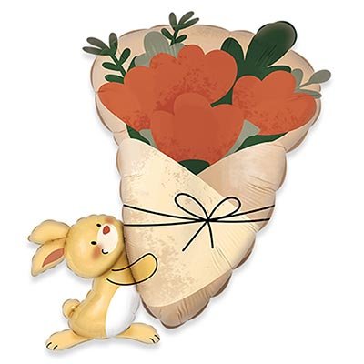 Шар фигура "Зайка с букетом цветов"