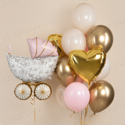 Сет из шаров на выписку "Розовая колыбельная"