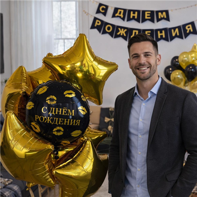 Шар фольга "С ДНЕМ РОЖДЕНИЯ! Поцелуи"