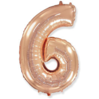 Шар цифра "6" Розовое золото