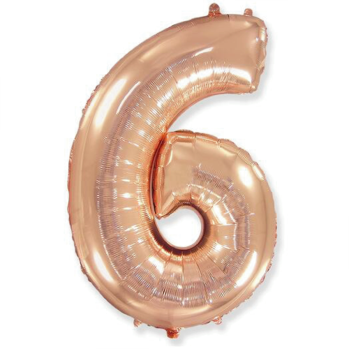 Шар цифра "6" Розовое золото