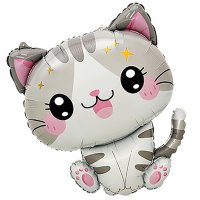 Шар фигура "Котик серо-белый"