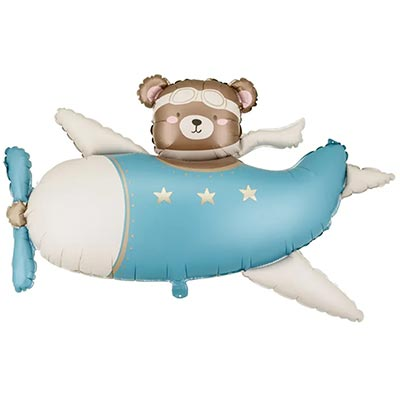 Шар фигура "Мишка в самолете Light Blue"