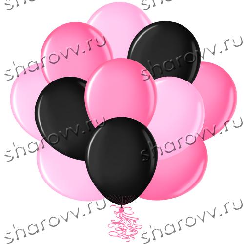 Шары латекс 35см. "Розовый, фуксия, черный"