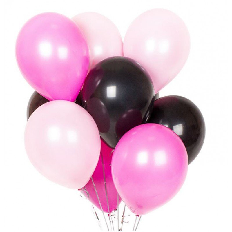 Шары латекс Розовый, фуксия, черный