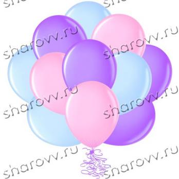 Шары латекс Голубой, розовый, сиреневый