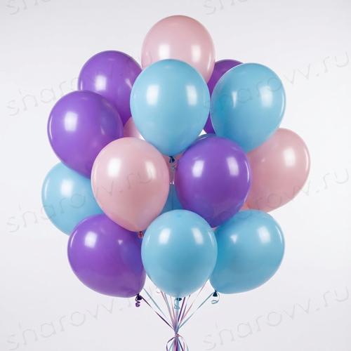 Шары латекс 35см. "Голубой, розовый, сиреневый"