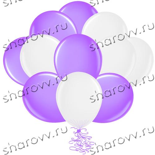 Шары латекс 35см. "Фиолетовый, белый"