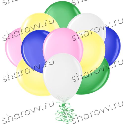 Шары латекс 35см. "Белый, желтый, розовый, зеленый, синий"