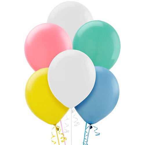 Шары латекс 35см. Белый, желтый, розовый, зеленый, синий