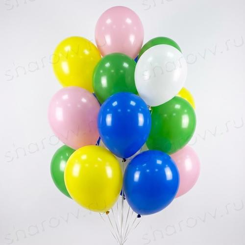 Шары латекс 35см. "Белый, желтый, розовый, зеленый, синий"