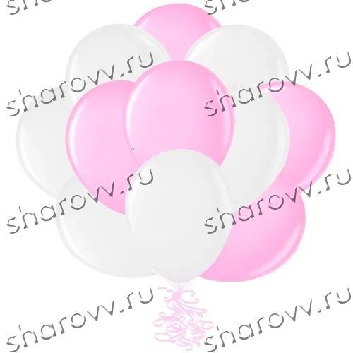 Шары латекс 35см. "Белый, розовый"