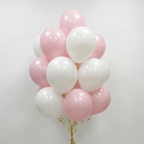 Шары латекс 35см. "Белый, розовый"