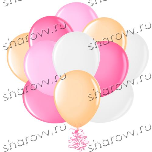Шары латекс 35см. "Фуксия, розовый, айвори, белый"