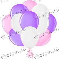 Шары латекс 35см. Белый, розовый, фиолетовый