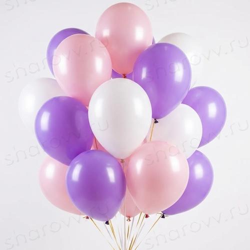 Шары латекс 35см. "Белый, розовый, сиреневый"