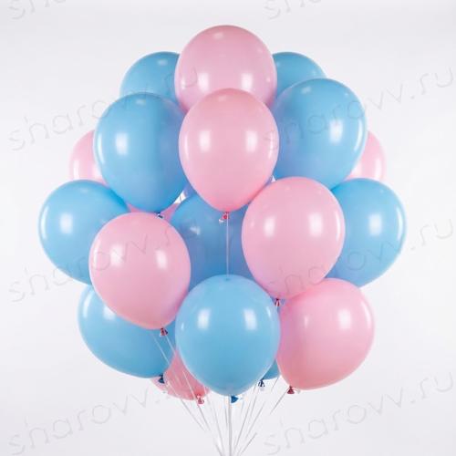 Шары латекс 35см. "Голубой, розовый"