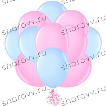 Шары латекс 35см. "Голубой, розовый"