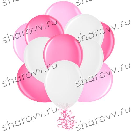 Шары латекс 35см. Белый, розовый, фуксия