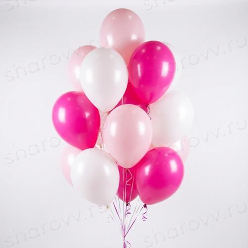 Шары латекс 35см. "Белый, розовый, фуксия"