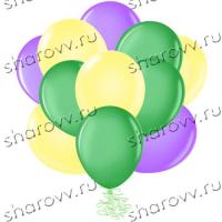 Шары латекс 35см. Желтый, зеленый, сиреневый