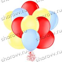 Шары латекс 35см. Желтый, голубой, красный