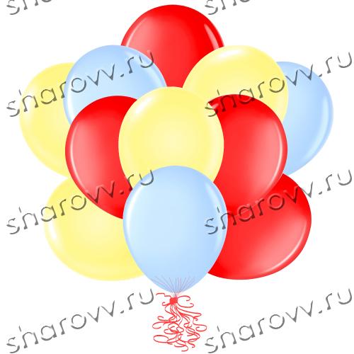 Шары латекс 35см. Желтый, голубой, красный