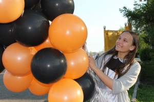 Шары латекс 35см. Оранжевый, черный