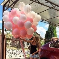 Шары латекс 35см. Белый, розовый