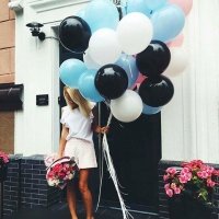 Шары латекс 35см. Белый, голубой, розовый, черный