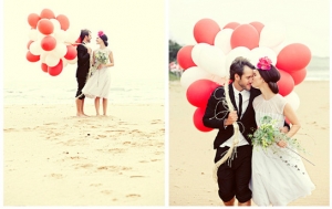 Шары латекс 35см. Белый, красный