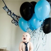 Шары латекс 35см. Голубой, черный