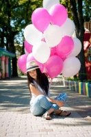 Шары латекс 35см. Белый, фуше