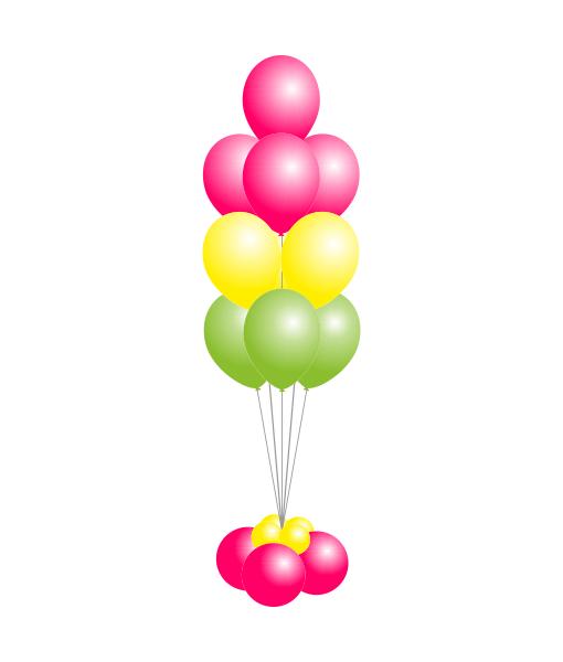 Фонтан из шаров Фуксия, желтый, зеленый