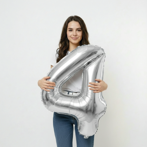 Шар цифра "4" Серебро