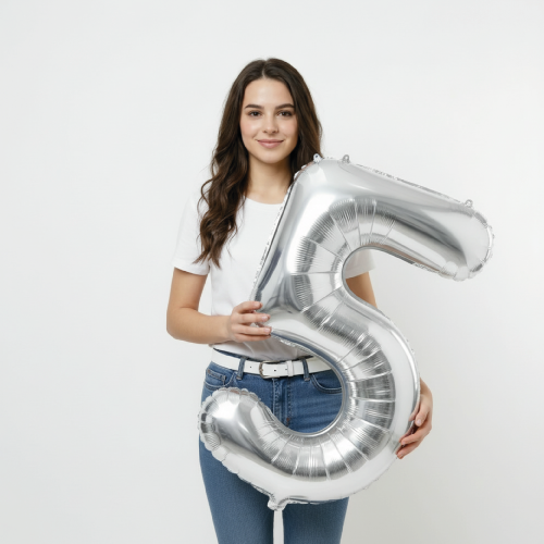 Шар цифра "5" Серебро