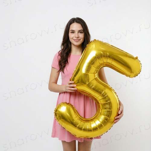 Шар цифра "5" Золото