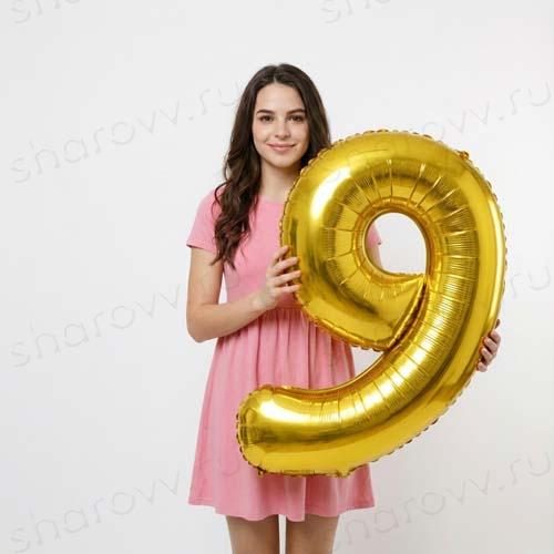 Шар цифра "9" Золото