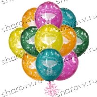 Шары латекс кристал "С Днем Рождения Лиса, ассорти"