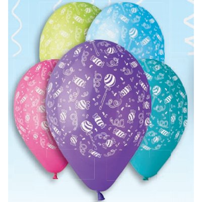 Шары латекс Конфеты и Серпантин