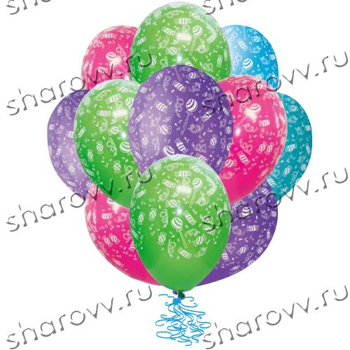 Шары латекс Конфеты и Серпантин
