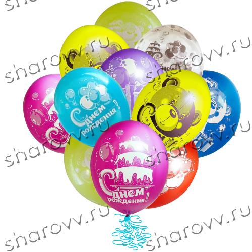 Шары латекс кристал С Днем Рождения Мишка