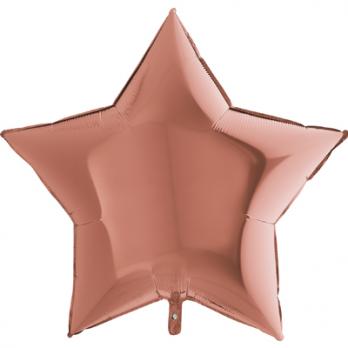 Шар фольга Звезда 90см. Металлик Розовое золото