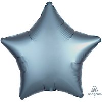 Шар фольга Звезда 45см. Сатин Серо-синий