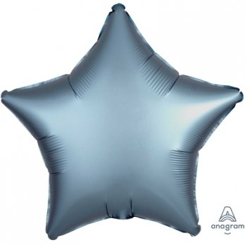 Шар фольга Звезда 45см. Сатин Серо-синий